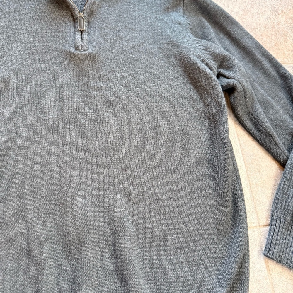 Oscar de la Renta Charcoal Quarter Zip-Up Men’s Sweater Size Medium - Picture 3 of 8